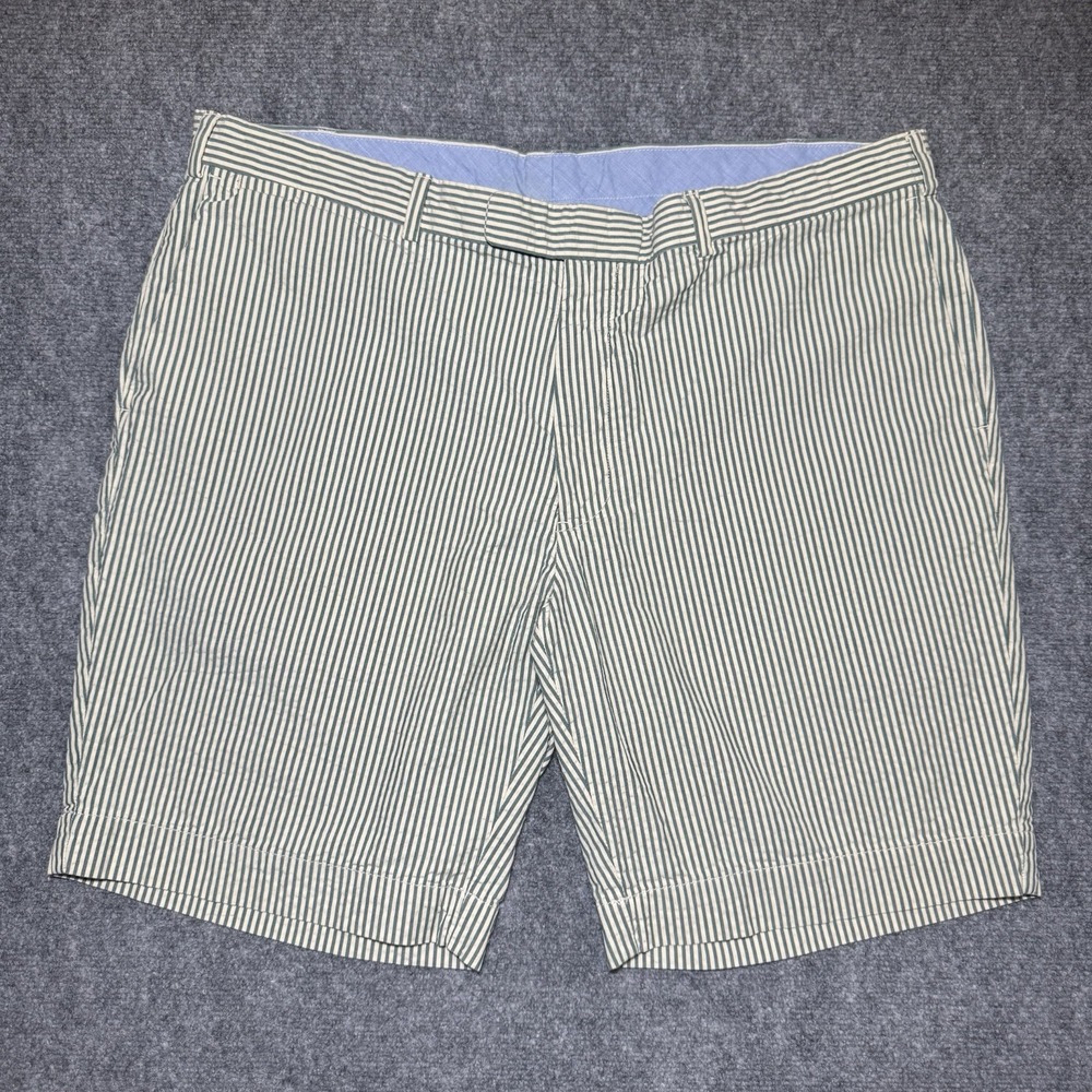 VTG Polo Ralph Lauren 381 Bleecker Chino Shorts Striped Men 40 Classic Fit Green